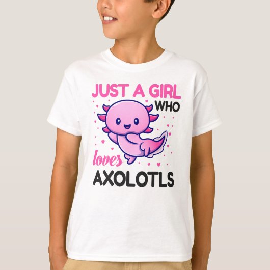 Girl Who Lieben Axolotls Niedlich Pink Kawaii Fisc T-Shirt (Vorderseite)