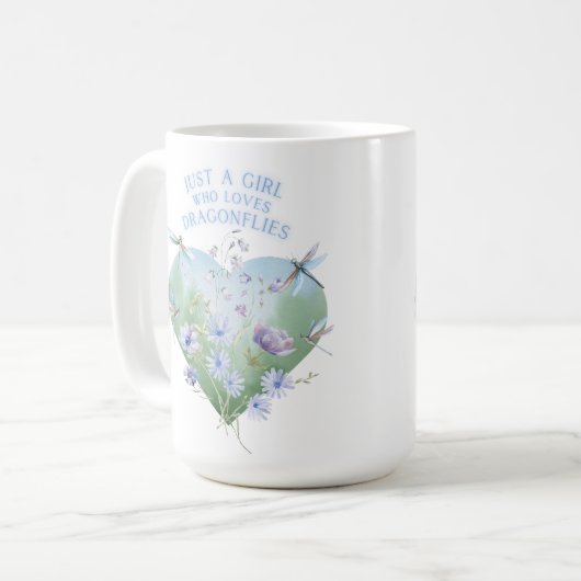 Girl Who Lieben Dragonflies Tasse (Vorderseite Links)