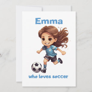 Girl Who Lieben Fußball mit Ihrem Namen Feiertagskarte