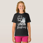 Girl Who Lieben Huskies Siberischer Husky Hund Lov T-Shirt (Vorne ganz)