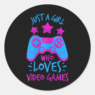 Girl Who Lieben Videospiele Spiel T-Shirts für Mäd Runder Aufkleber