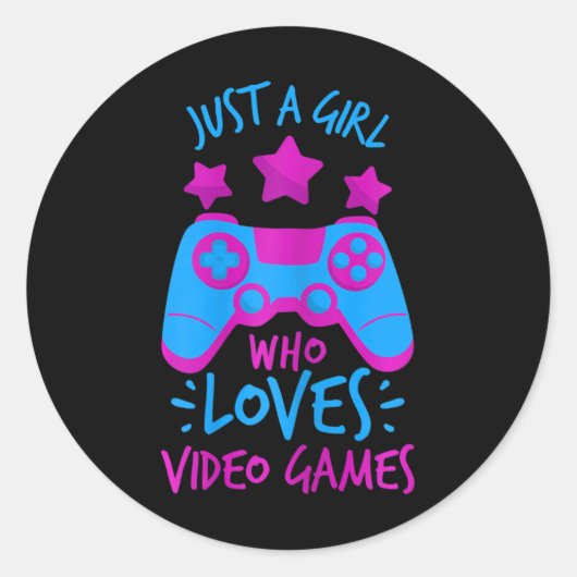 Girl Who Lieben Videospiele Spiel T-Shirts für Mäd Runder Aufkleber (Vorderseite)