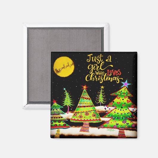 Girl Who Lieben Weihnachtsgeist Magnet (Vorderseite/Rückseite)