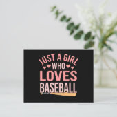 Girl Who Loves Baseball Sports Player Lover Coach Ankündigungspostkarte (Stehend Vorderseite)