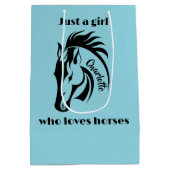 Girl Who Loves Horses Design Gift Bag Mittlere Geschenktüte (Rückseite)