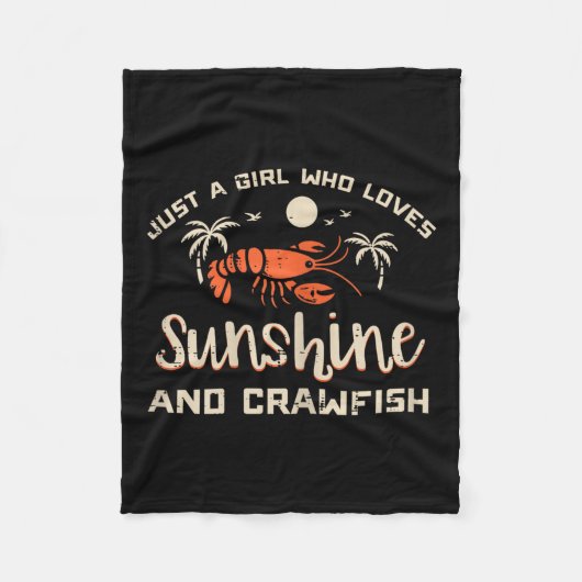 Girl Who Loves Sunshine Crawfish Crayfish Girls Ki Fleecedecke (Vorderseite)