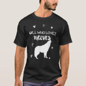 Girl Who Loves Wolves Howling Wolf Silhouette T-Shirt (Vorderseite)