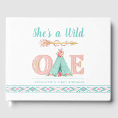 Girl Wild One First Birthday Party Guest Book Gästebuch (Vorderseite)