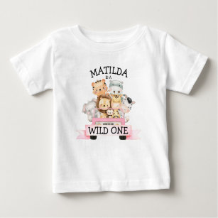 Girl Wild One Jungle Safari 1. Geburtstag Baby T-shirt