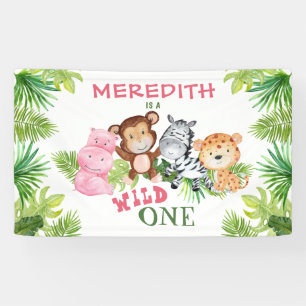 Girl Wild One Jungle Safari 1. Geburtstag Banner