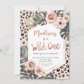 Girl Wild One Leopard Print Birthday Einladung (Vorderseite)