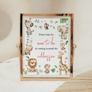 Girl Wild One Safari Baby Shower Envelope Station Poster