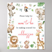 Girl Wild One Safari Baby Shower Envelope Station Poster (Vorne)