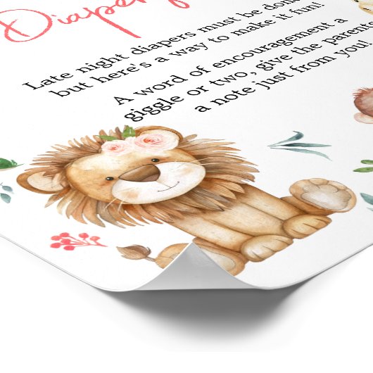 Girl Wild One Safari Spate Night Diapers Poster (Ecke)