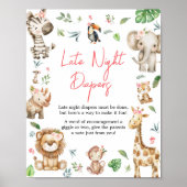 Girl Wild One Safari Spate Night Diapers Poster (Vorne)