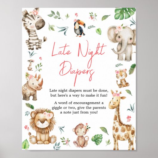 Girl Wild One Safari Spate Night Diapers Poster (Vorne)