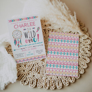 Girl Wild One Tribal Geburtstag Boho Einladung