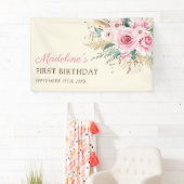 Girl Wildblume 1. Geburtstag Party Banner (Insitu)