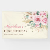 Girl Wildblume 1. Geburtstag Party Banner (Horizontal)