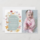 Girl Wildblume 1. Geburtstag Party Dankeskarte (Vorderseite)