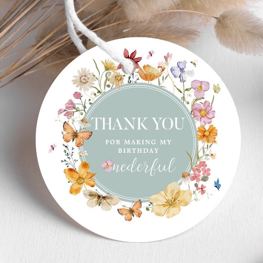 Girl Wildblume 1. Geburtstag Party Geschenkanhänger