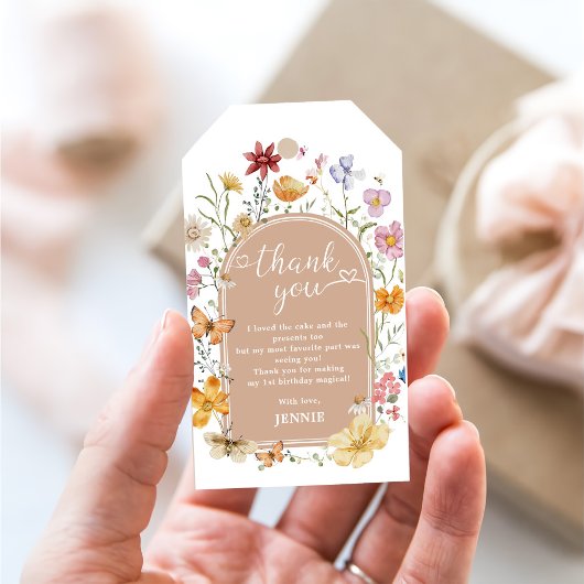 Girl Wildblume 1. Geburtstag Party Geschenkanhänger