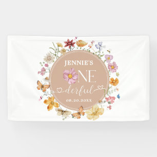 Girl-Wildblume Onederful 1. Geburtstag Party Banner