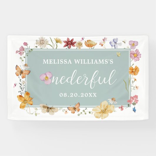 Girl-Wildblume Onederful 1. Geburtstag Party Banner (Horizontal)