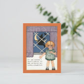 Girl Window Hexe Crescent Moon Bat Postkarte (Stehend Vorderseite)