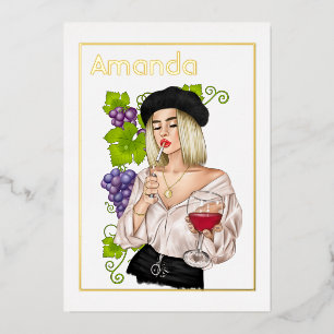 Girl Wine Degustation Geburtstagsparty Folieneinladung