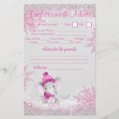 Girl Winter Elephant Baby Dusche Double Game Flyer (Vorne)