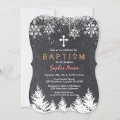 Girl Winter Holiday Snowflakes Chalkboard Taufe Einladung (Vorderseite)