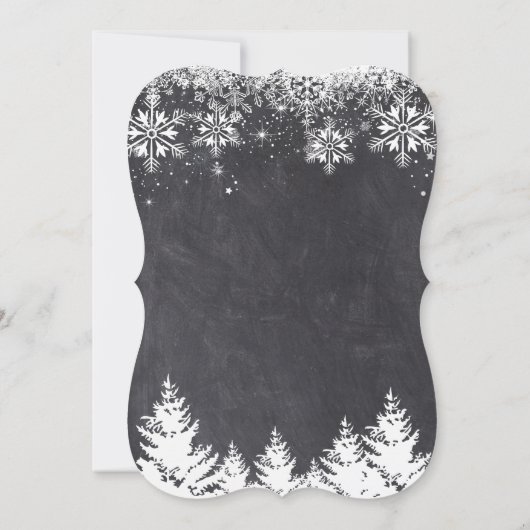 Girl Winter Holiday Snowflakes Chalkboard Taufe Einladung (Rückseite)