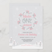 Girl Winter Onederland 1. Geburtstag, erster Tag Einladung (Vorne/Hinten)