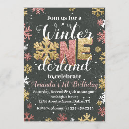 Girl Winter Onederland Birthday Einladung Gold