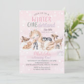 Girl Winter Onederland Einladung Snowflakes (Stehend Vorderseite)