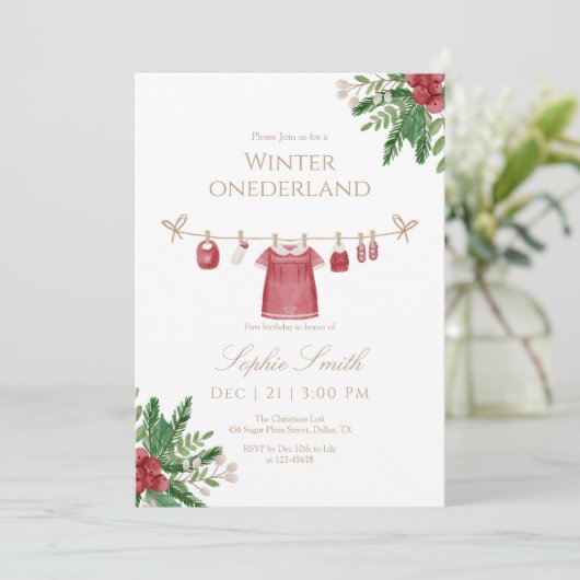 Girl Winter Onederland Einladung zum ersten Geburt (Stehend Vorderseite)