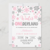 Girl Winter Onederland Einladung zum ersten Geburt (Vorderseite)