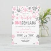 Girl Winter Onederland Einladung zum ersten Geburt (Stehend Vorderseite)
