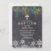 Girl Winter String Lights Schneeflocken Chalk Tauf Einladung (Vorderseite)