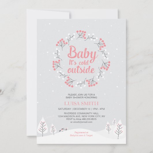 Girl Winter Wonderland Baby Dusche, Sprinkle Card Einladung (Vorderseite)