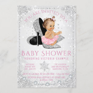 Girl Winter Wonderland Snowflake Babydusche Einladung