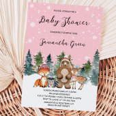 Girl Winter Woodland Babydusche Einladung