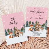 Girl Winter Woodland Babydusche Einladung