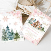 Girl Winter Woodland Babydusche Einladung