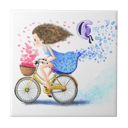 Girl Wir haben Bike Ceramic Tile Romantic Gift Lov Fliese (Vorderseite)