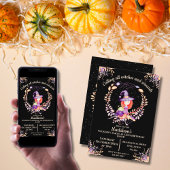 Girl Witch Birthday Watercolor Einladung