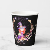 Girl Witch Birthday Watercolor Pappbecher (Vorderseite)