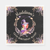 Girl Witch Birthday Watercolor Serviette (Vorderseite)