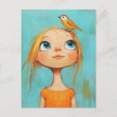 Girl With a Bird on Her Head Postkarte (Vorderseite)